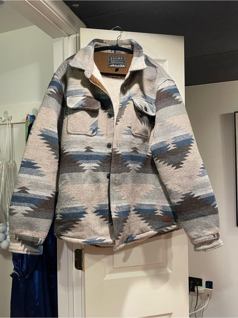 Jachs Men's Southwestern Aztec geometric sherpa jacket
